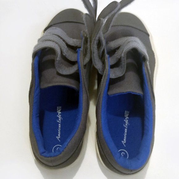 American Eagle Boys Sneakers-Grey-Triple Velcro Hook & Loop-Size 3 - Picture 5 of 12
